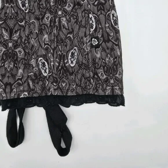 Tripp NYC Shirt Womens Medium Purple Black Tank Corset Skull Brocade - Picture 4 of 13